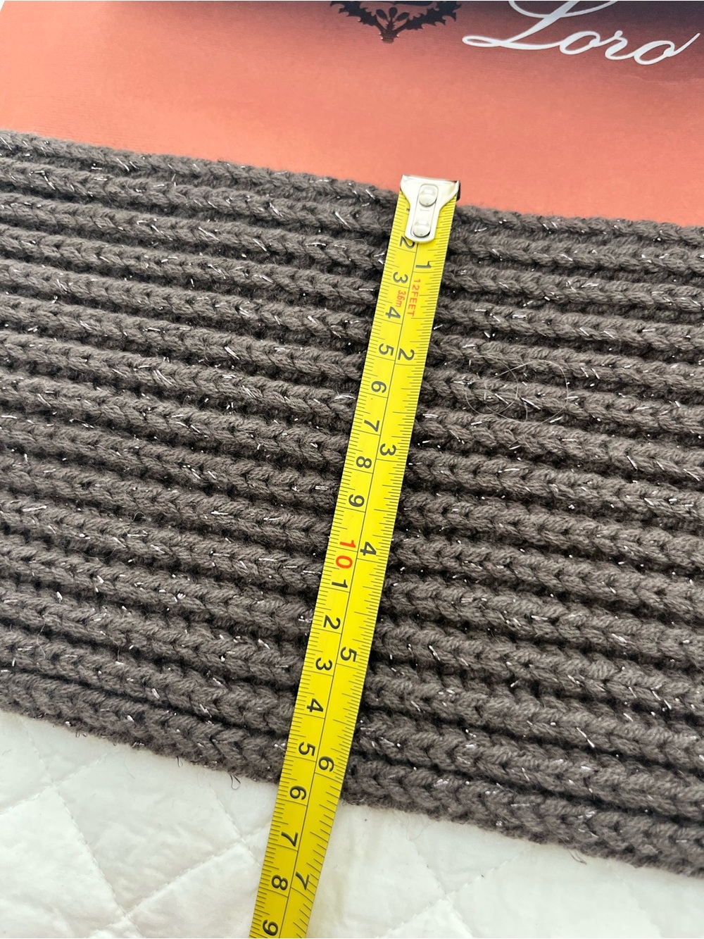 Loro Piana π― cashmere Knit Scarf Brown / Taupe-y sparkle - Picture 3 of 6